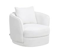 Beliani Fauteuil Pivotant Rétro Glam en Tissu avec Coussin Blanc Cassé Andalen