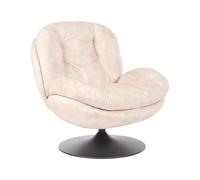 Beliani Fauteuil Pivotant Vintage en Velours avec Assise Rembourré Base Simple Beige Nolvik