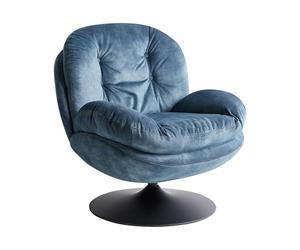 Beliani Fauteuil Pivotant Vintage en Velours avec Assise Rembourré Base Simple Bleu Foncé Nolvik