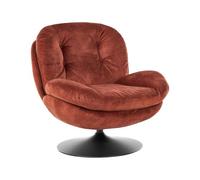 Beliani Fauteuil Pivotant Vintage en Velours avec Assise Rembourré Base Simple Marron Doré Nolvik