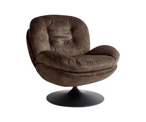 Beliani Fauteuil Pivotant Vintage en Velours avec Assise Rembourré Base Simple Marron Foncé Nolvik
