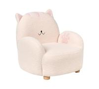 Beliani Fauteuil pour Enfants Chat Blanc Cassé Bou n Forme