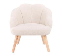 Beliani Fauteuil pour Enfants en Bouclé Rembourré avec Pieds en Bois Beige Clair Miland
