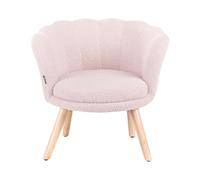 Beliani Fauteuil pour Enfants en Bouclé Rembourré avec Pieds en Bois Rose Pastel Halby