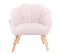 Beliani Fauteuil pour Enfants en Bouclé Rembourré avec Pieds en Bois Rose Pastel Miland
