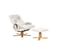 Beliani Fauteuil Relax Massant avec Fonction Chauffage et Repose-Pieds en Cuir PU Beige Clair Relaxpro