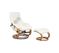 Beliani Fauteuil Relax Massant et Chauffant Fonction Pivotante avec Repose-Pieds en Cuir PU Blanc Force