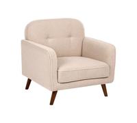 Beliani Fauteuil Rembourré d'Appoint Capitonné à Boutons Pieds en Bois Style Traditionnel Bou eige Ettrum