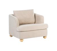 Beliani Fauteuil Rembourré Tissu Bou vec Accoudoirs et Pieds Ronds en Bois Salon Beige Rattvik
