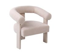 Beliani Fauteuil Retro en Bouclé Pieds Rembourrés Meuble de Salon Beige Clair Ilbro