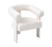 Beliani Fauteuil Retro en Bouclé Pieds Rembourrés Meuble de Salon Blanc Cassé Ilbro