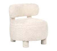 Beliani Fauteuil Retro en Fausse Fourrure Structure en Bois sans Accoudoirs Beige Clair Hamina