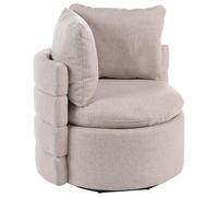 Beliani Fauteuil Retro en Tissu Dossier Incurvé Pivotant à 360° avec Espace de Rangement Coussin Décoratif Beige Randers