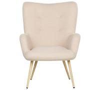 Beliani Fauteuil Rétro Scandi avec Repose-Pieds en Tissu Bouclé Beige Vejle II