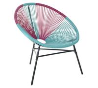 Beliani - Fauteuil Spaghetti - Acapulco - en Rotin PE et Acier, Bleu Turquoise R