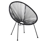 Beliani Chaise Fauteuil Type Spaghetti en Rotin PE Noir et Acier Design Original pour Salon Chambre Terrasse ou Jardin Moderne et Industriel