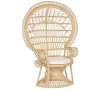 Beliani Fauteuil Style Bohème avec Coussin Assorti en Rotin Clair Emmanuelle