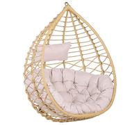 Fauteuil Suspendu en Rotin Beige avec Coussin pour Usage à l'Intérieur et Extérieur au Design Bohème Très Tendance Beliani