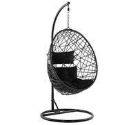 Beliani - Fauteuil Suspendu Avec Support - Alatri - en Rotin PE et Acier, Noir