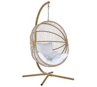 Beliani Fauteuil Suspendu avec Support Beige Polyrotin en Intérieur | Revêtu de poudre, Assemblage partiel requis, Charge Max 120 kg, Pour Extérieur, 98 x 120 x 197 cm