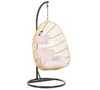 Beliani - Fauteuil Suspendu avec Support - Casoli - en Rotin PE et Acier, Beige