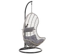 Beliani - Fauteuil Suspendu avec Support - Pineto - en Polyrotin et Acier, Gris