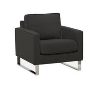 Fauteuil Tapissé en Tissu Gris Foncé sur Cadre en Acier Inox Design Ultra Moderne Idéal pour Salon au Style Contemporain Beliani