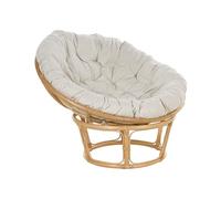 Beliani Fauteuil Ton Naturel et Beige Clair en Rotin Coton et Soie Artificielle Rond
