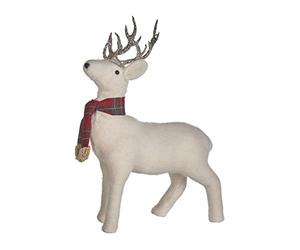 Beliani Figurine de Renne Blanc 48 cm à Écharpe pour Noël Décoration pour Intérieur Mustola