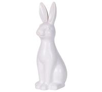 Beliani Figurine déco Statuette en Céramique Blanche en Forme de Lapin pour Décoration à Offrir pour Paques