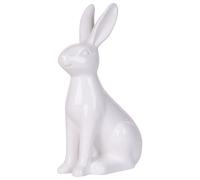 Beliani Figurine déco Statuette en Céramique Blanche en Forme de Lapin pour Décorer Table de Paques