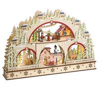Beliani Figurine Décorative LED en Bois Accessoire de Noël Marron Clair Selura