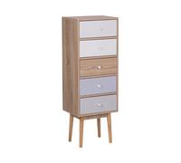 Beliani - Foley - Commode Chiffonnier - Bois Clair et Blanc - 5 Tiroirs
