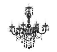 Beliani Grand Lustre Noir en Métal avec Cristaux pour 6 Ampoules E14 Max. 40W Solution d'Éclairage Idéale pour Salon ou Salle à Manger Vintage Rétro