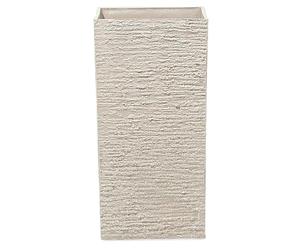 Beliani Haut Cache-Pot Beige Carré 30 x 30 x 60 cm Pot de Fleurs Robuste en Pierre et Polyrésine au Design Moderne Idéal pour Extérieur et Intérieur