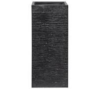 Beliani Haut Cache-Pot Noir Carré 26 x 26 x 60 cm Pot de Fleurs Robuste en Mélange de Fibres au Design Moderne Idéal pour Extérieur et Intérieur