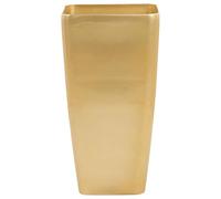 Beliani Haut Pot de Fleurs Cache-Pot Carré 40 x 40 x 76 cm en Mélange de Pierre Doré Idéal pour Extérieur et Intérieur Glamour Chic et Moderne