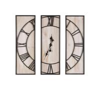 Beliani Horloge Murale 3 Parties de Style Industriel et Minimaliste en Bois avec Cadre et Aiguilles en Métal Noir pour Salon ou Couloir