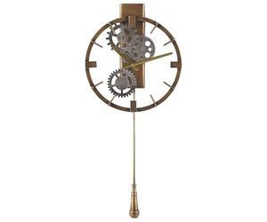 Beliani Horloge Murale en Métal Doré et Argenté Ronde 30 cm de Diamètre avec Pendule Accessoire Déco pour Salon Cuisine ou Salle à Manger Industrielle