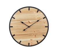 Beliani Horloge Murale Moderne Ronde 60 cm Bois de Sapin Clair et Métal Noir Caborca