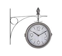 Beliani Horloge Murale Type de Gare Double Face 26 cm de Diamètre Accessoire Déco au Style Rétro Vintage Parfait pour Couloir ou Entrée