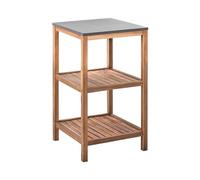 Beliani Ilot de Cuisine d'Extérieur en Bois d'Acacia 50 x 50 x 83 cm avec 2 Étagères Plateau en Acier Marron Brucoli