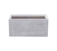 Beliani Jardinière Cache-Pot Blanc Effet Pierre en Mélange de Fibres 23 x 50 x 24 cm Bac à Fleurs au Design Moderne Idéal pour Extérieur et Intérieur