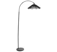 Beliani Lampadaire avec Abat-jour en Papier Fait Main et Base en Métal Style Rustique Boho Noir Migori