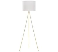 Beliani Lampadaire Design Trépied Blanc et Doré en Tissu et Métal avec Abat-jour Type Cylindre E27 Max 40W pour Éclairage de Chambre ou Salon Glamour