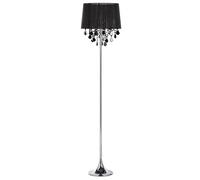 Lampadaire Glamour en Tissu Noir avec Cristaux Décoratifs et Pied Métallique E14 40W pour Éclairage de Salon Chic et Tendance Beliani