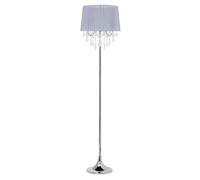 Beliani Lampadaire Glamour en Tissu Gris Clair avec Cristaux Décoratifs et Pied Métallique E14 40W pour Éclairage de Salon Chic et Tendance