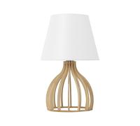 Beliani Lampe de Table Déco Blanche en Bois et Tissu avec Support Type Cage E27 Max 40W pour Chambre Table de Chevet ou Salon au Design Scandinave