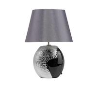 Beliani Lampe à Poser Lampe de Table Glamour Marron et Argentée avec Abat-jour en Tissu avec Base Ronde en Porcelaine E27 Max 60W pour Salon Chic