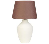 Beliani Lampe à Poser Blanche en Céramique Abat-Jour Conique en Lin Ambiance Agréable Arcos